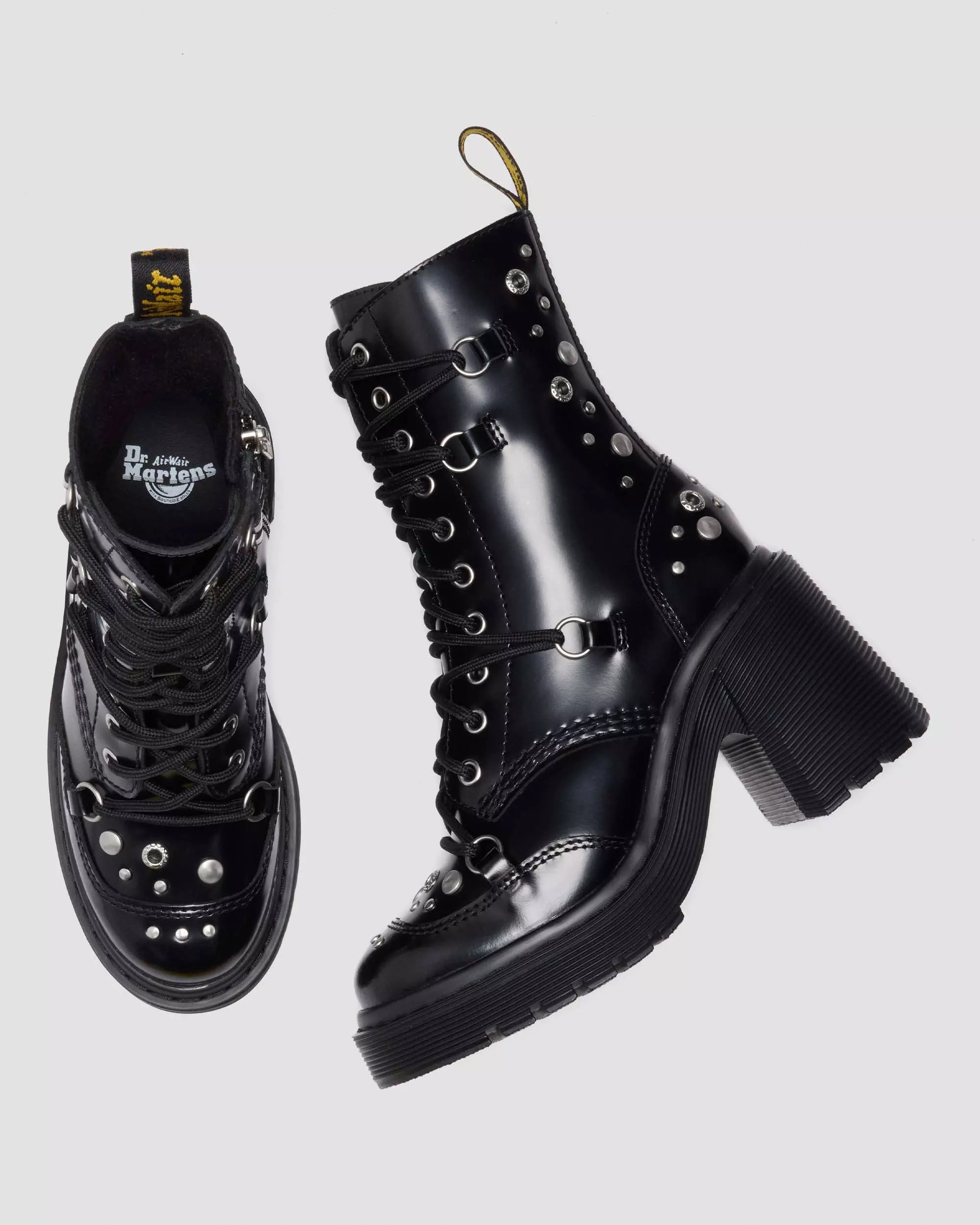 CHESNEY Studded Buttero Leather Flare Heeled Boots