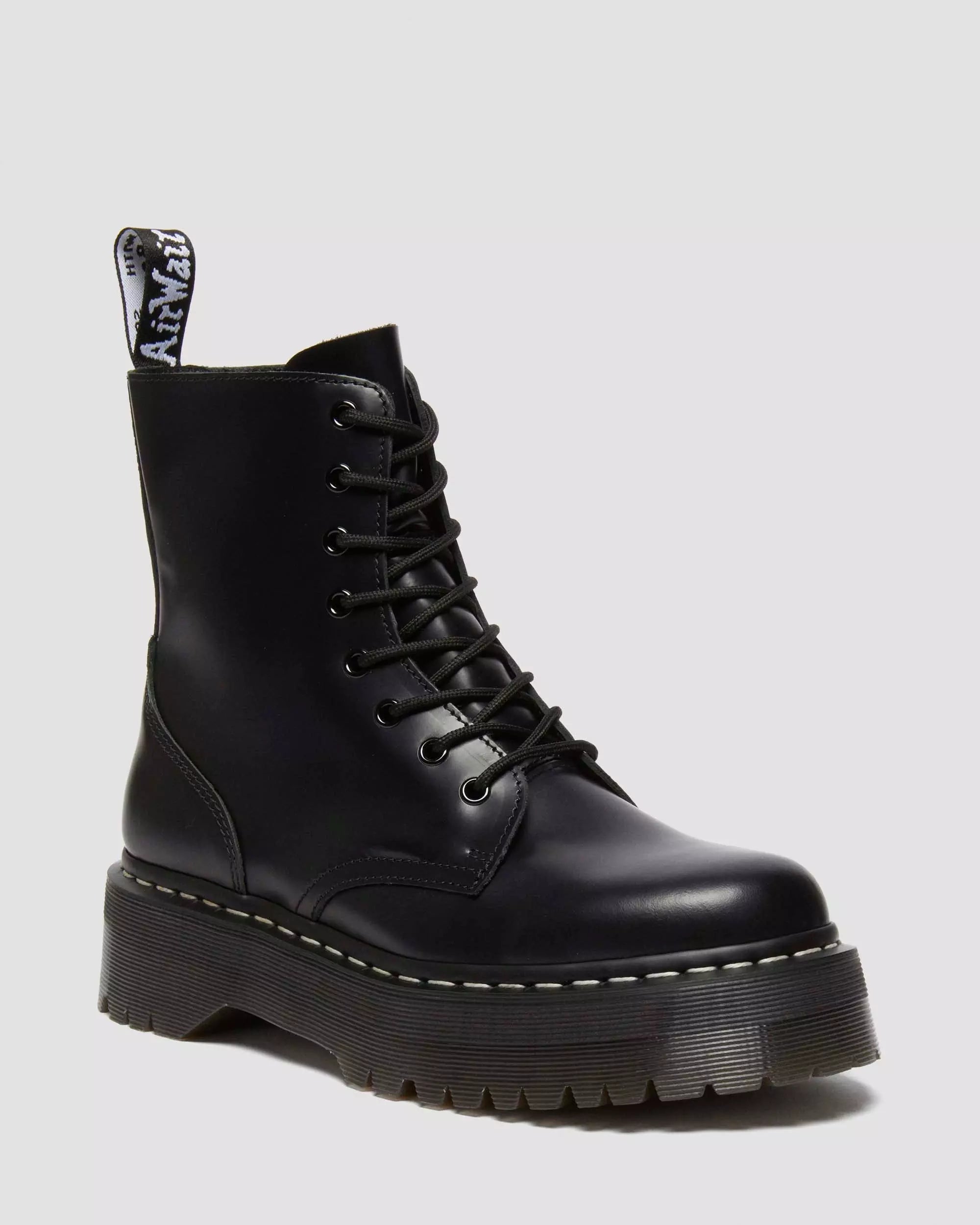 Jadon White Stitch Smooth Leather Platform Boots