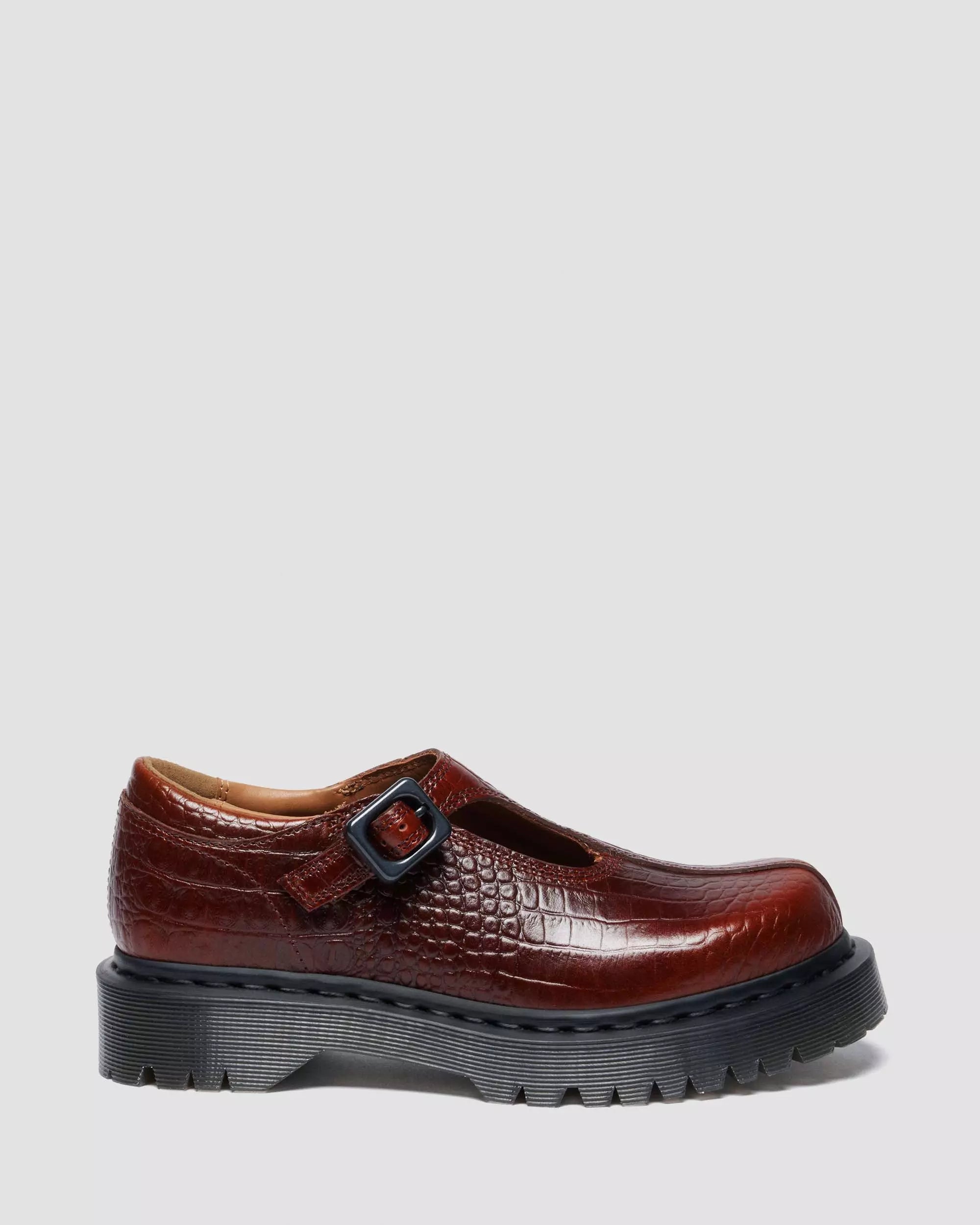 Rejena Mary Jane Croc Emboss Leather Shoes