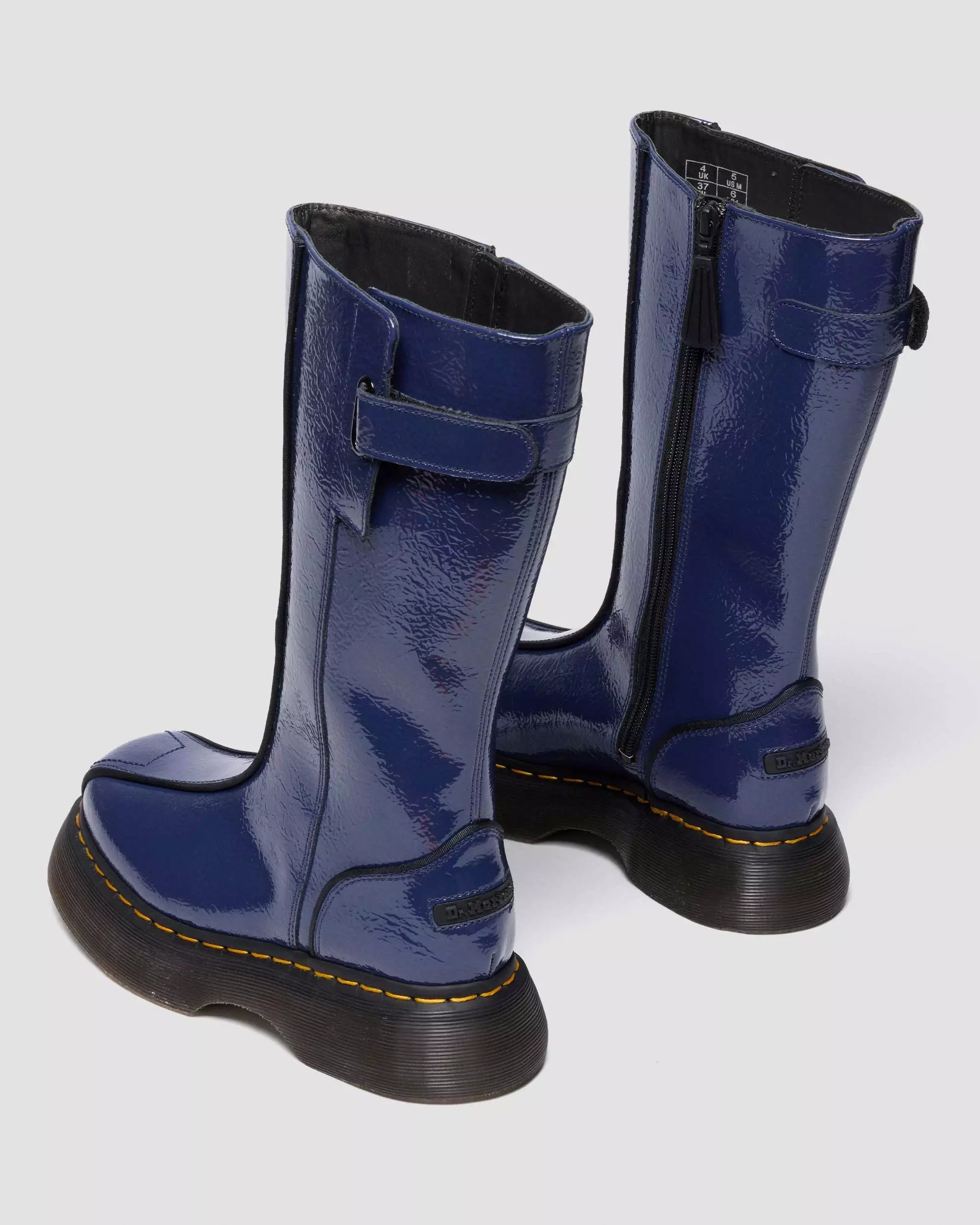 BUZZ HI Tall Distressed Patent Leather Boots