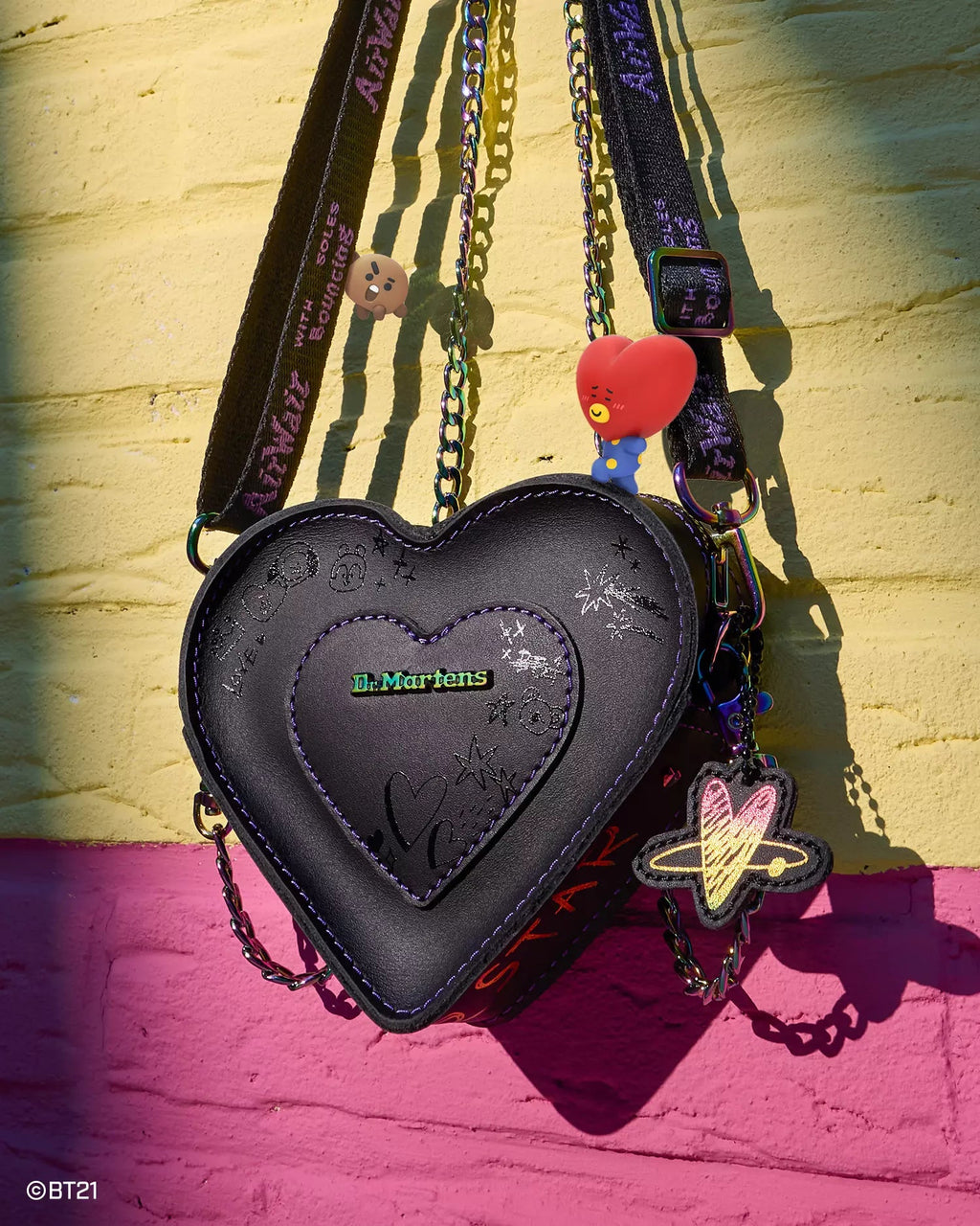 BT21 Mini Heart Bag Nappa Leather Heart Shaped Bag
